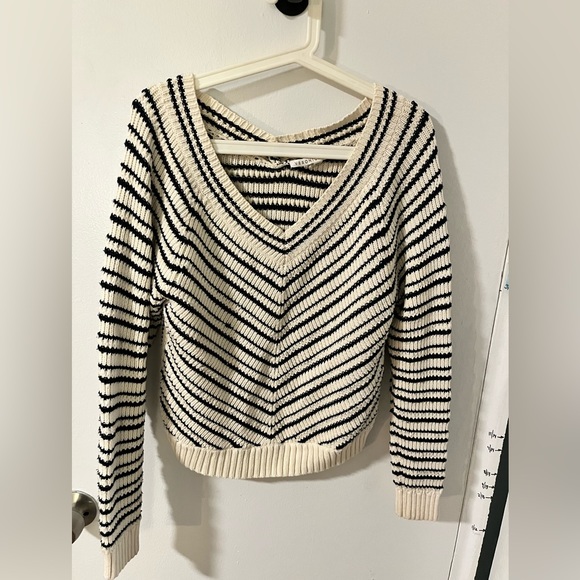 Veronica Beard kaela striped neck sweater - Picture 2 of 6